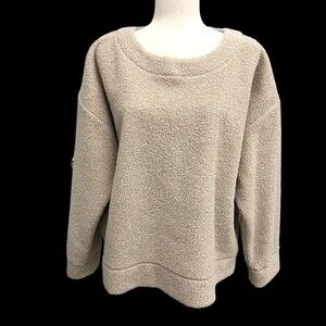 J Crew Pull Over teddy sherpa Sweater preppy 90s size XL Tan